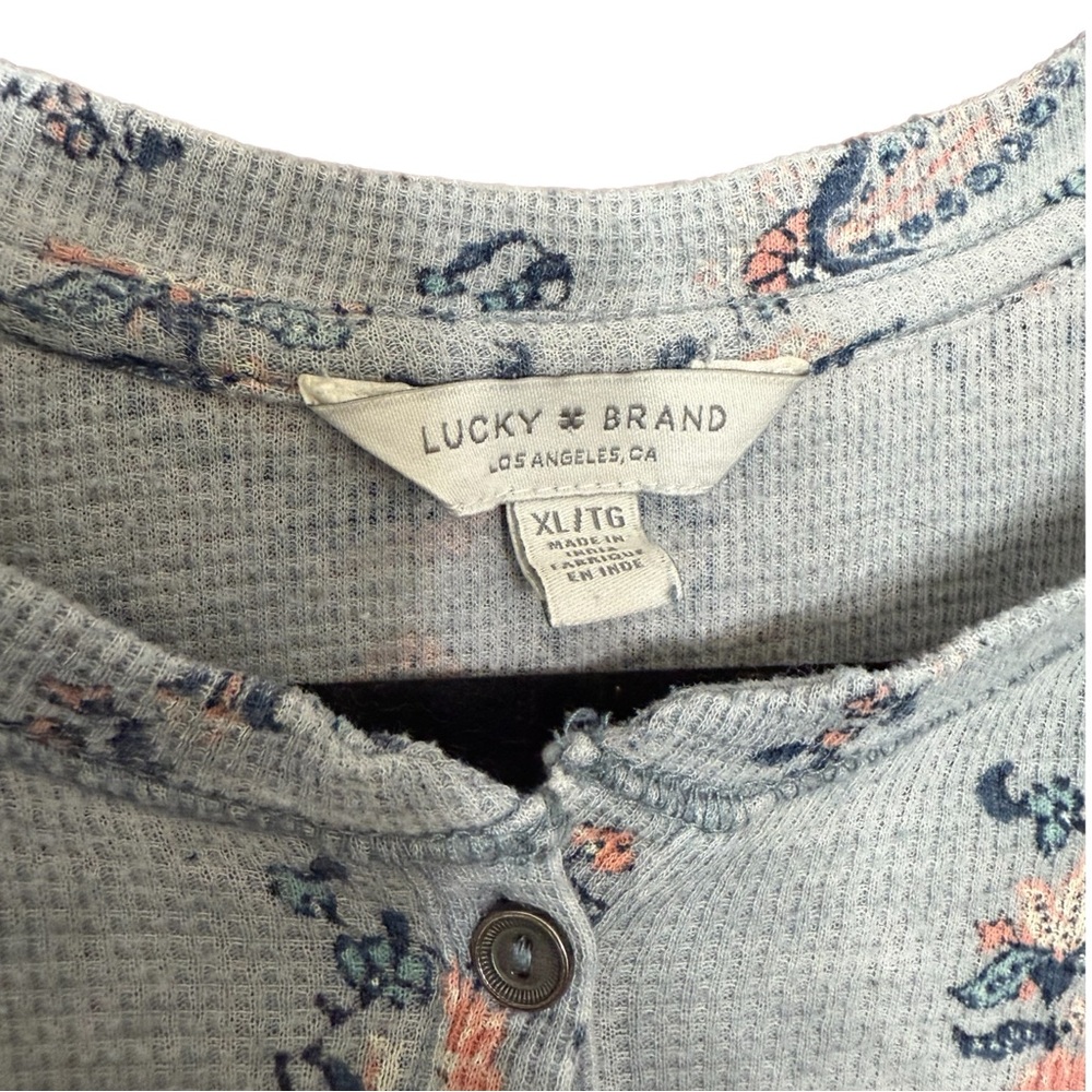 LUCKY BRAND Floral Long Sleeve Henley Top - Picture 3 of 4